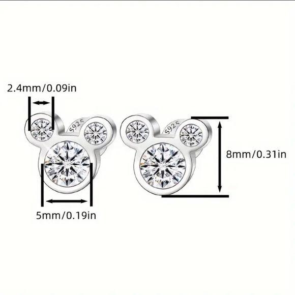 Women’s 925 Sterling Silver Disney Inspired Pink Mickey Stud Earrings - NWT - Picture 2 of 4